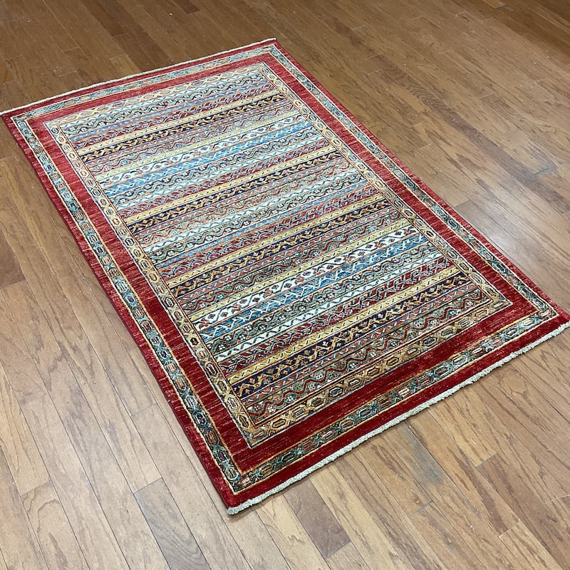 HERAT ORIENTAL Hand-knotted Super Kazak Khorjeen Design Wool Rug - 3'11" x 5'10"