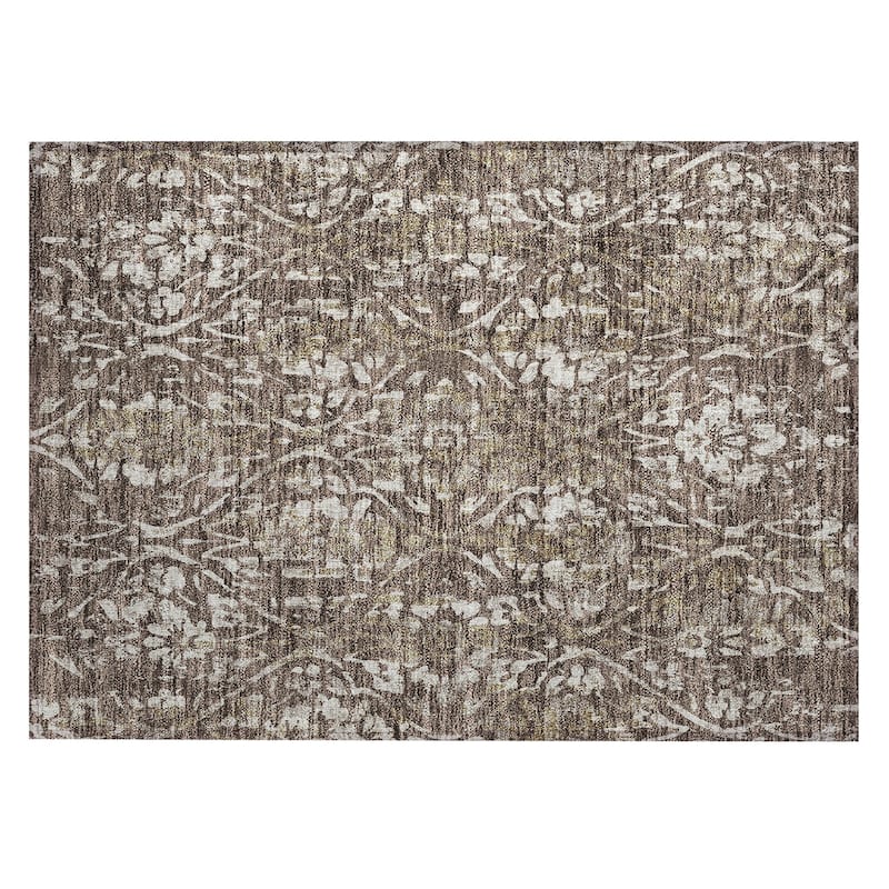 Machine Washable Indoor/ Outdoor Chantille Distressed Traditional Rug