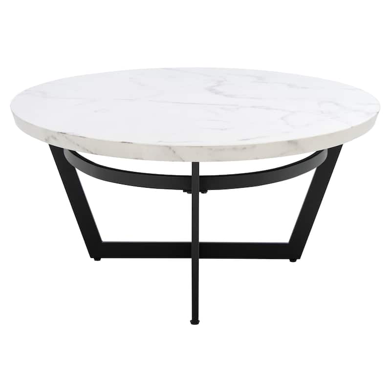 SAFAVIEH Corene White Marble/ Black Oval Coffee Table - 47.5" W x 31.5" L x 15" H - 48Wx32Dx15H