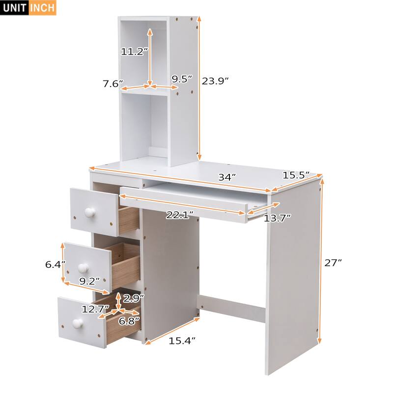 Twin Size Loft Bed with Stand-alone Bed, Storage Staircase, Desk, Shelves, and Drawers in White