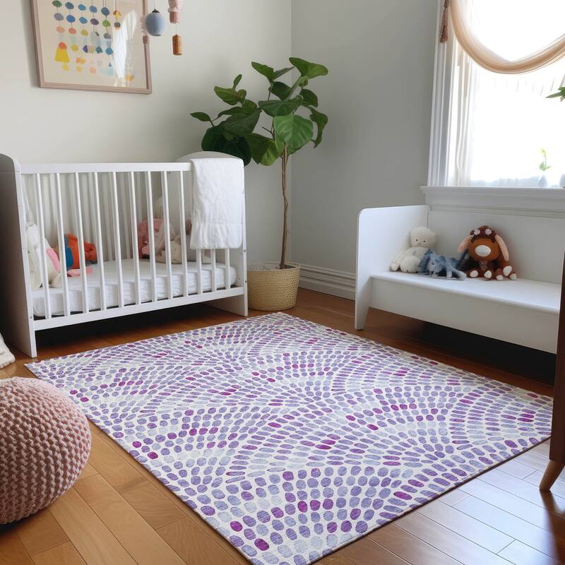 Premium Washable Super Soft Contemporary Mosaic Mayfield Rug - Purple - 10' x 14' - Rectangle