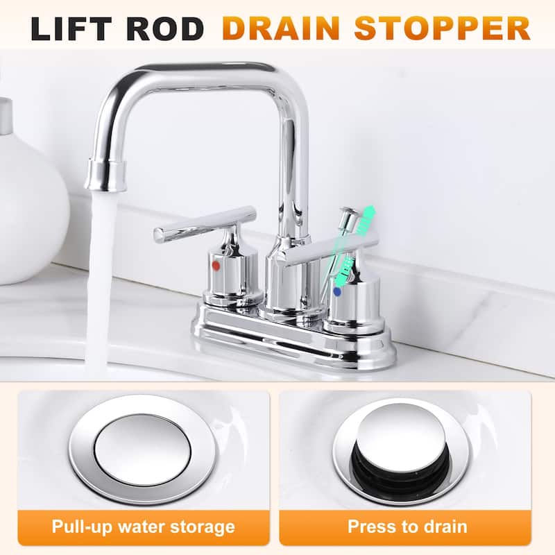 WOWOW 4 in. Centerset Double Handle Bathroom Faucet