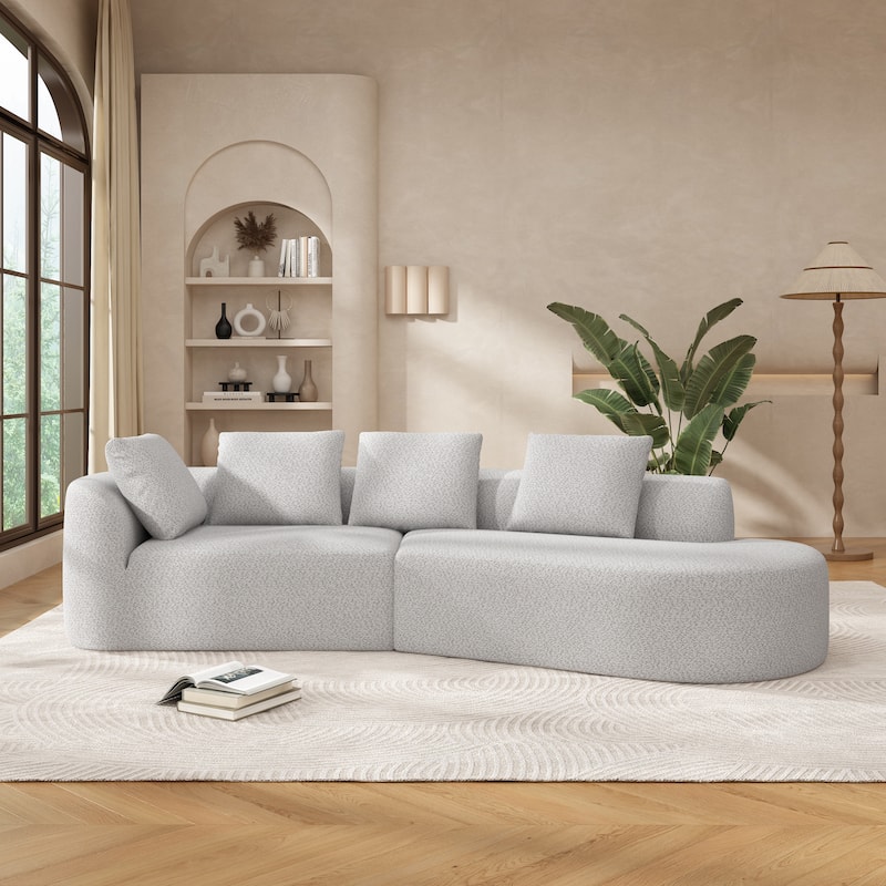 Christopher Knight Home - Olivia Curved Foam Sofa Set - 116"L - White + Grey