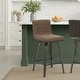 preview thumbnail 17 of 78, Skara Mid-Century Swivel Counter Stool, Upholstered Counter Height Chair with Bentwood Legs Set of 2 - Vintage Dark Brown Faux Leather & Espresso