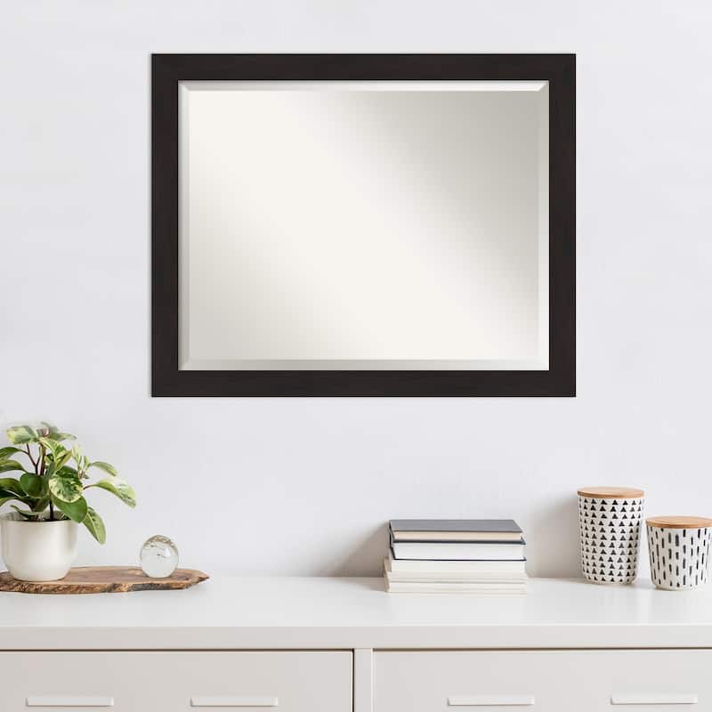 Beveled Wall Mirror - Furniture Espresso Narrow Frame - Furniture Espresso Narrow