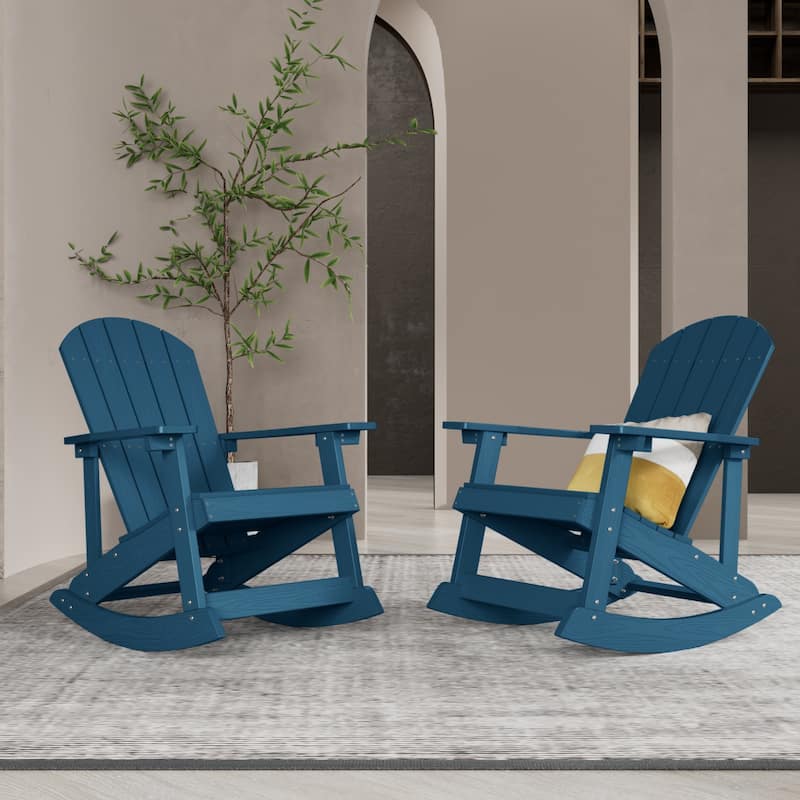 WINSOON HIPS All Weather Outdoor Indoor Rocking Chair, Rocking Adirondack Chair