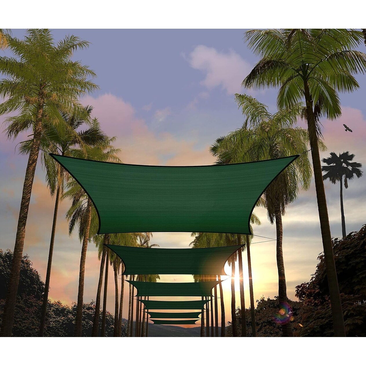 Custom Size 9' x 24' Green Rectangle Sun Shade Sail, UPF50+, 95% UV Block, Water & Air Permeable for Outdoor Use