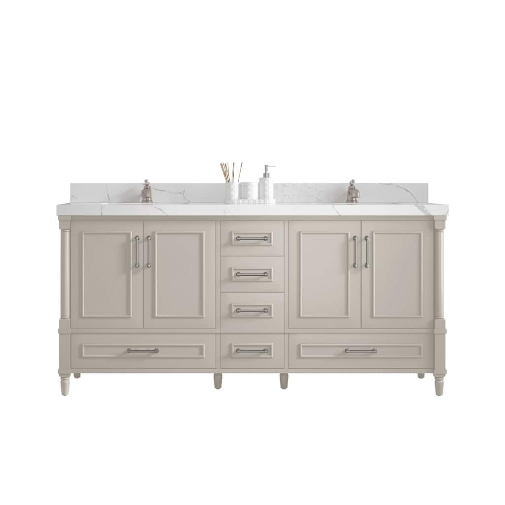 Willow Collections 72 in. W x 22 in. D Aberdeen Double Sink Bathroom Vanity with Countertops