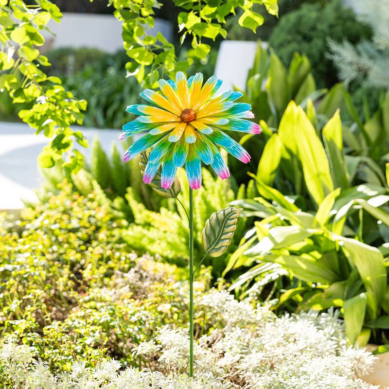 Glitzhome 41"H Garden Metal Flower Yardstake