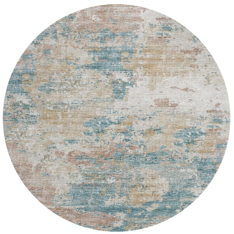 Indoor/ Outdoor Accord Modern Brushstrokes Polyester Washable Rug New