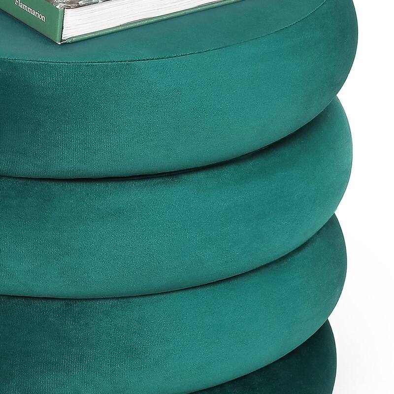 Adeco Round Storage Ottoman Removable Lid Vanity Makeup Footstool