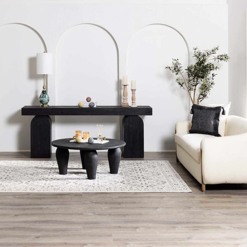 Hauteloom Megargel Living Room, Bedroom Area Rug - Charcoal, Medium Gray, Off White - 2' x 2'11"