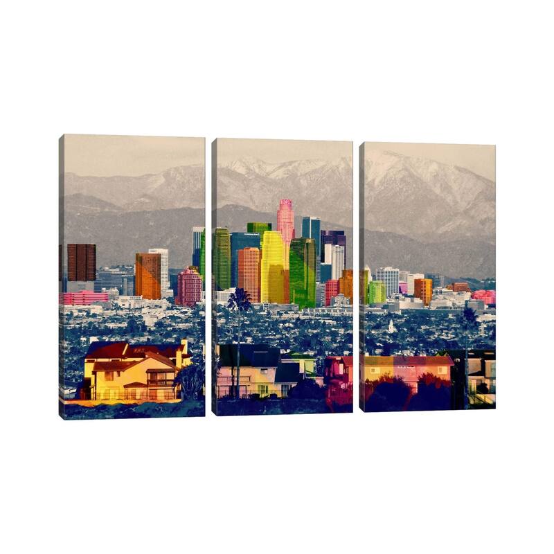 iCanvas "Los Angeles City Pop 2" by Unknown Artist 3-Piece Canvas Wall Art Set