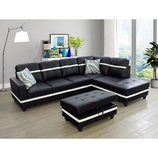 Black Right-facing 3-piece Sectional Sofa(9511B)
