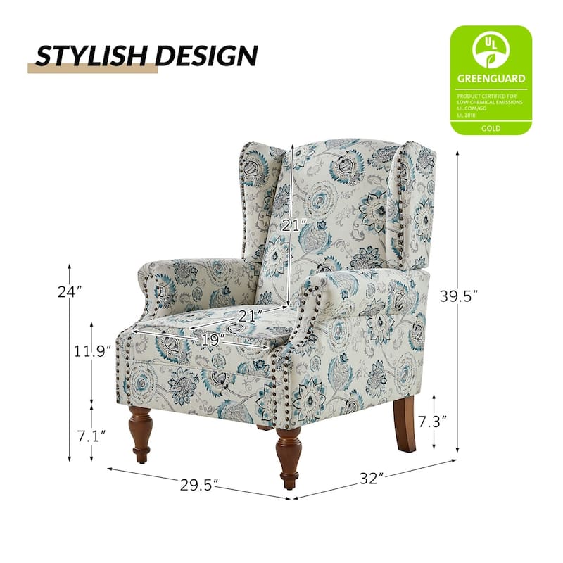 Gott Traditional Wingback Armchair with Solid Wood Legs Set of 2 by HULALA HOME