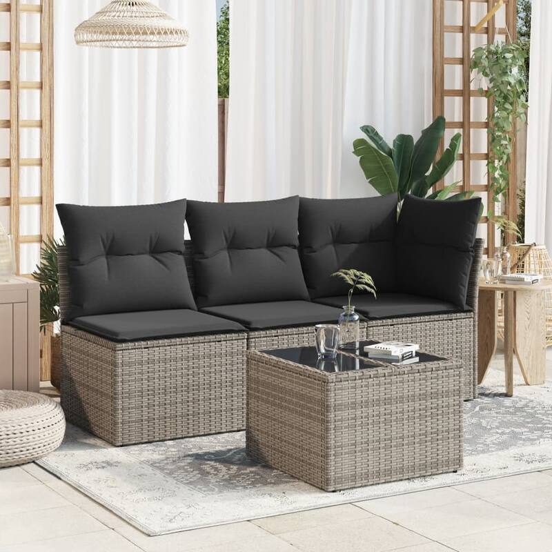 vidaXL Patio Table Outdoor Garden Firniture Side Tea Coffee Table Poly Rattan - 21.7 x 21.7 x 14.6 in