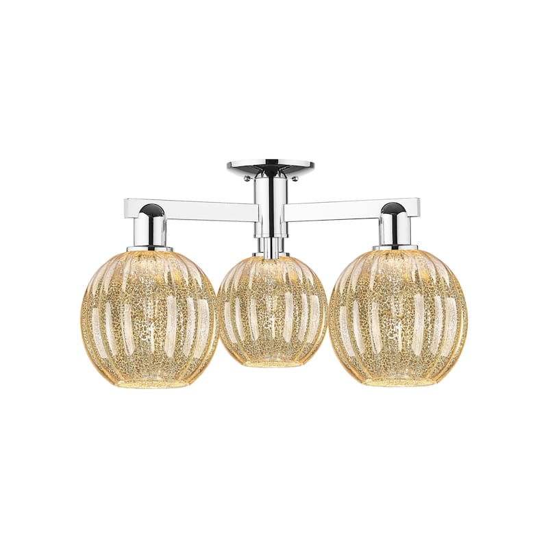 Innovations Lighting 716-3F-12-25 Preston Semi-Flush Preston 3 Light - Polished Chrome / Mercury