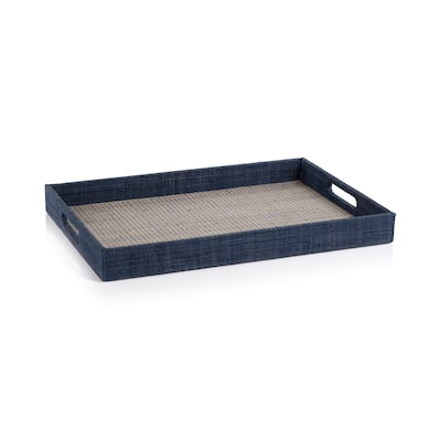 Trani Houndstooth Raffia Tray