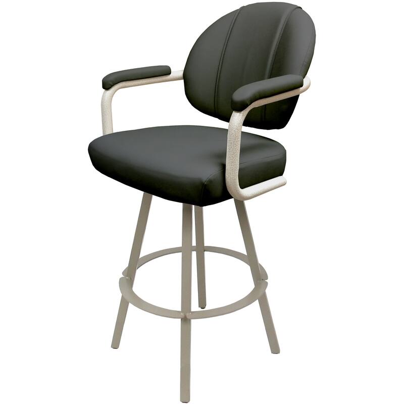 Swivel Metal Bar Stool M-70 on Warren Base - Gray Vinyl - Beige - Bar Height