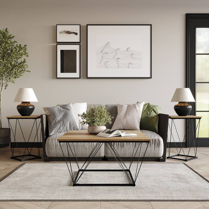 CraftPorch Minimalist 3- Pieces Coffee Table Set