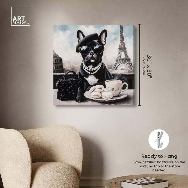 Frenchie in Paris Treats Canvas by Art Remedy, Gallery Wrapped
