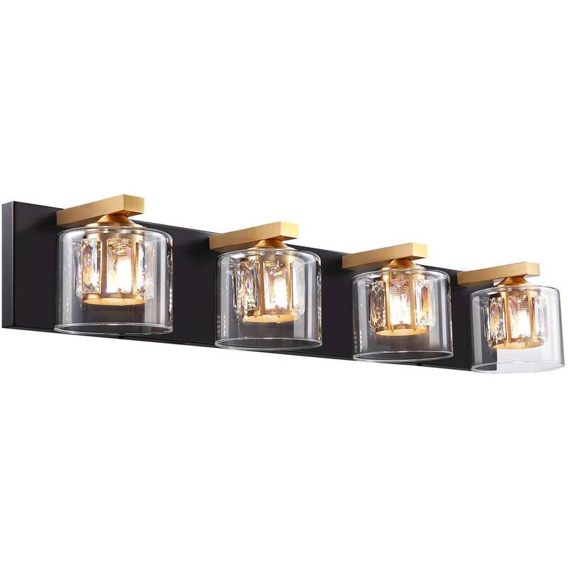 Kolt Black & Gold Traditional 4-Light Bathroom Vanity Light