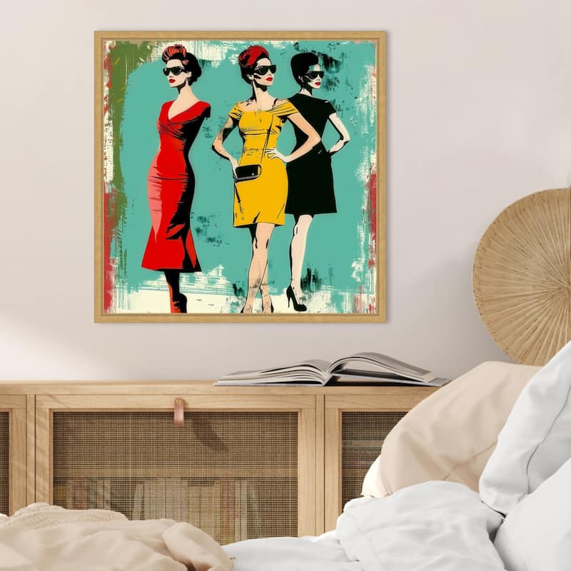 Fashion Trio 1 by Elan Studios Framed Canvas Wall Art Print - Sylvie Bright Gold