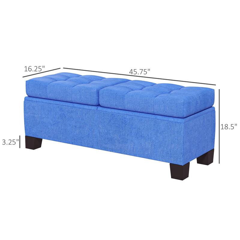 HOMCOM 46" Storage Ottoman Bench, Upholstered End of Bed Bench with Steel Frame