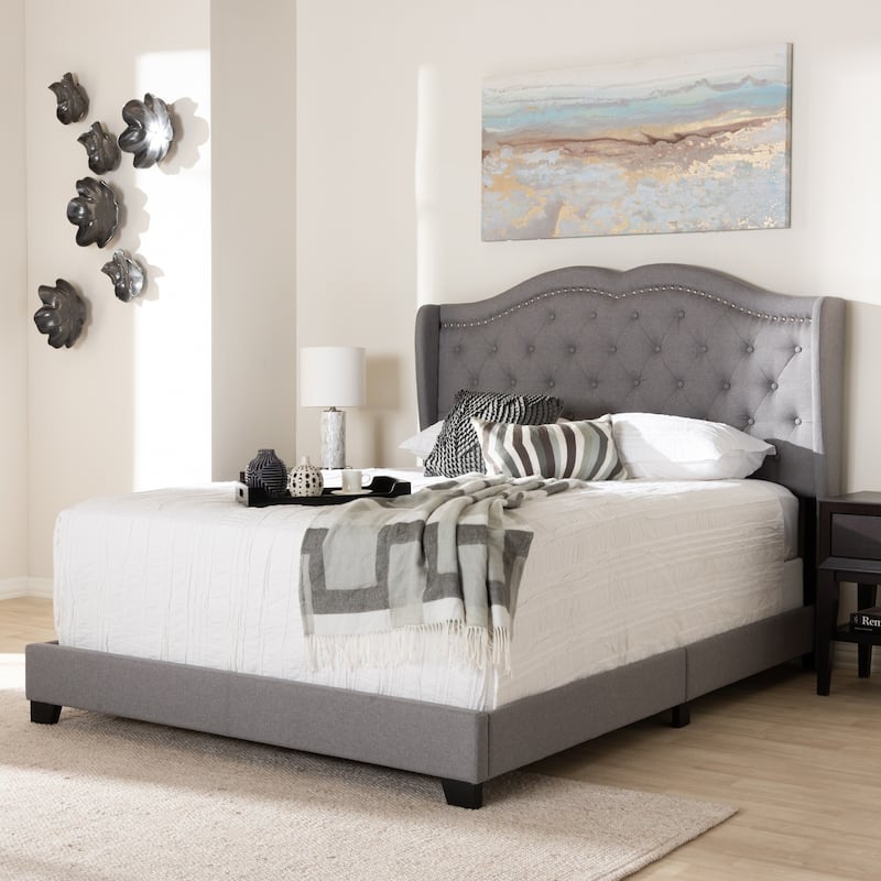 Chic Modern Upholstered Bed - Fabric Platform Bed Frame for Bedroom - Low Profile Design