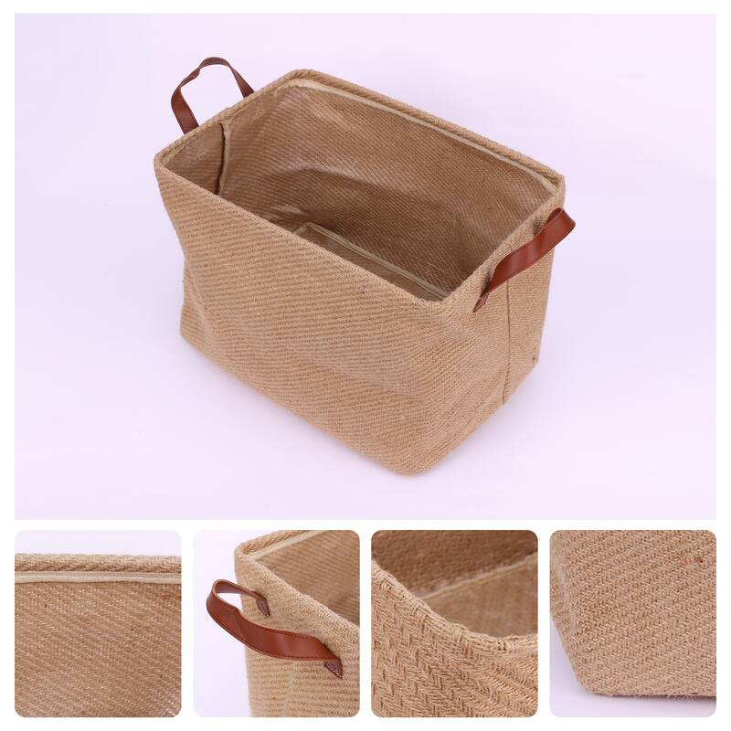 Fabric Storage Cube with Handles, Storage Bin for Shelves Closet, Storage Basket for Organizing Clothes Books - 15*10.5*11in - Brown Plain Weave