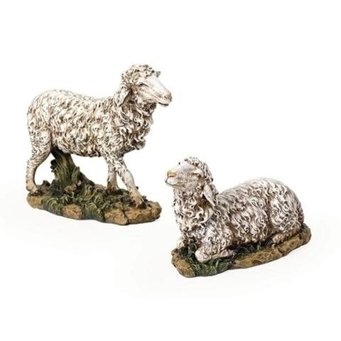 2-Piece Seated Sheeps Christmas Outdoor Nativity Statues 19.5"