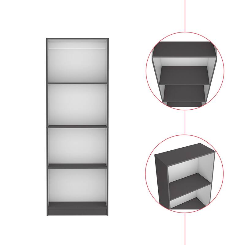 Bookcase Benzoni, Office, Matt Gray / White,High quality and durable