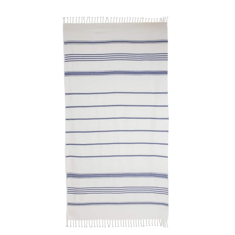 Novica Handmade Sweet Relaxation In Snow White Cotton Beach Towel