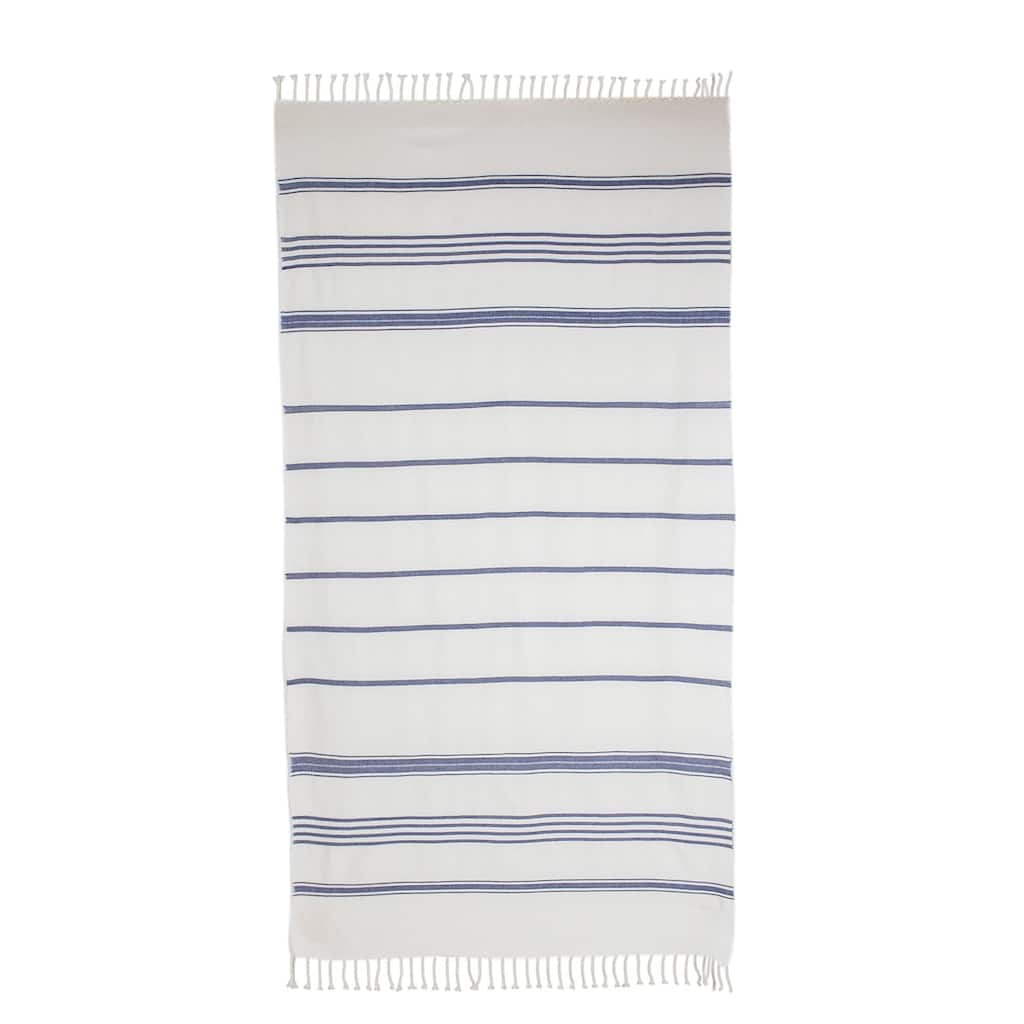 Novica Handmade Sweet Relaxation In Snow White Cotton Beach Towel
