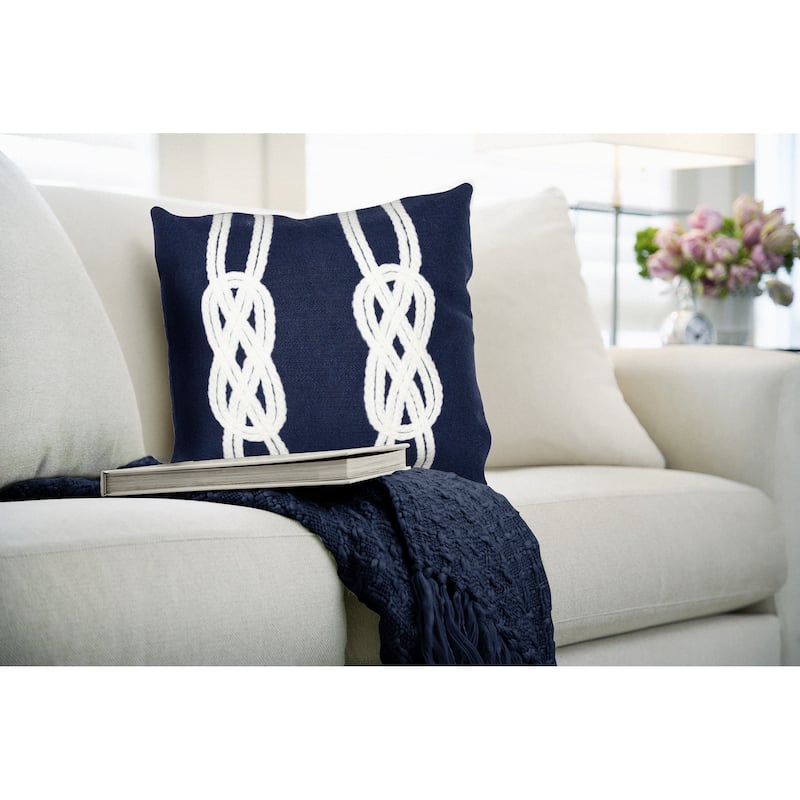 Liora Manne Visions II Double Knot Indoor/Outdoor Pillow Navy 20" Square - Polyester - Specialty - Accent - Navy