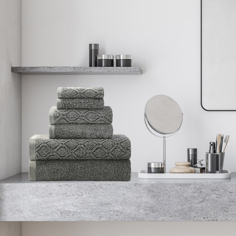 Superior 100% Cotton Jacquard Denim 6-Piece Wash Towel Set