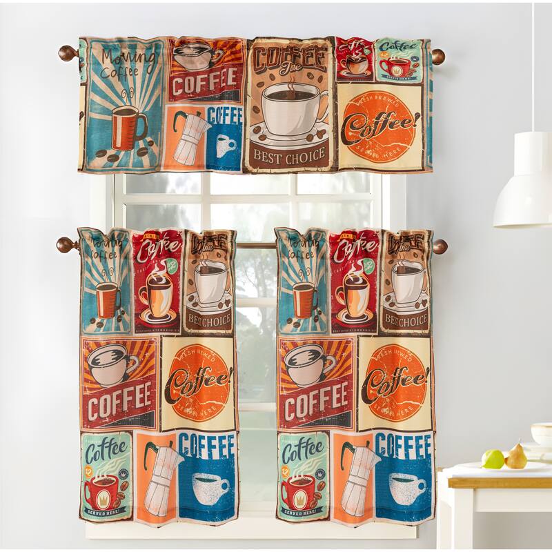 Cucina Fresh Brew Textured Kitchen Curtain Set