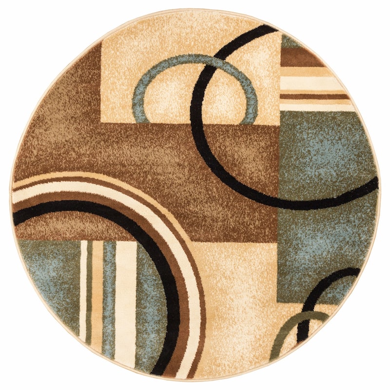Well Woven Barclay Arcs & Shapes Modern Geometric Circles Area Rug - 7'10" Round - Light Blue - Runner/Round