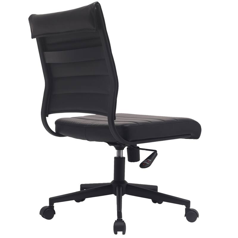 Set of 2 Modern Ergonomic Executive Mid back PU Leather Office Chairs No Arms Rest Tilt Adjustable Height With Wheels
