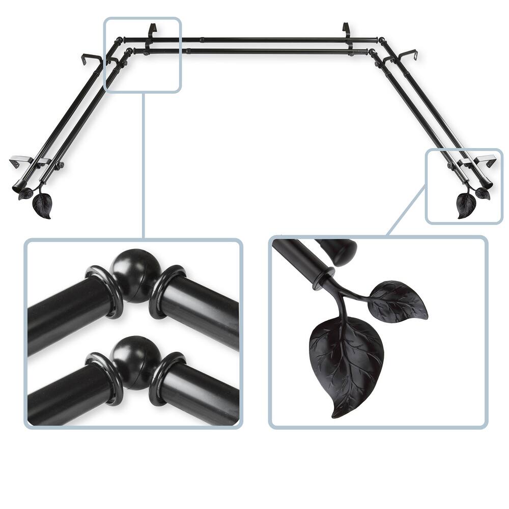 InStyleDesign Vine 13/16" Double Bay Window Curtain Rod