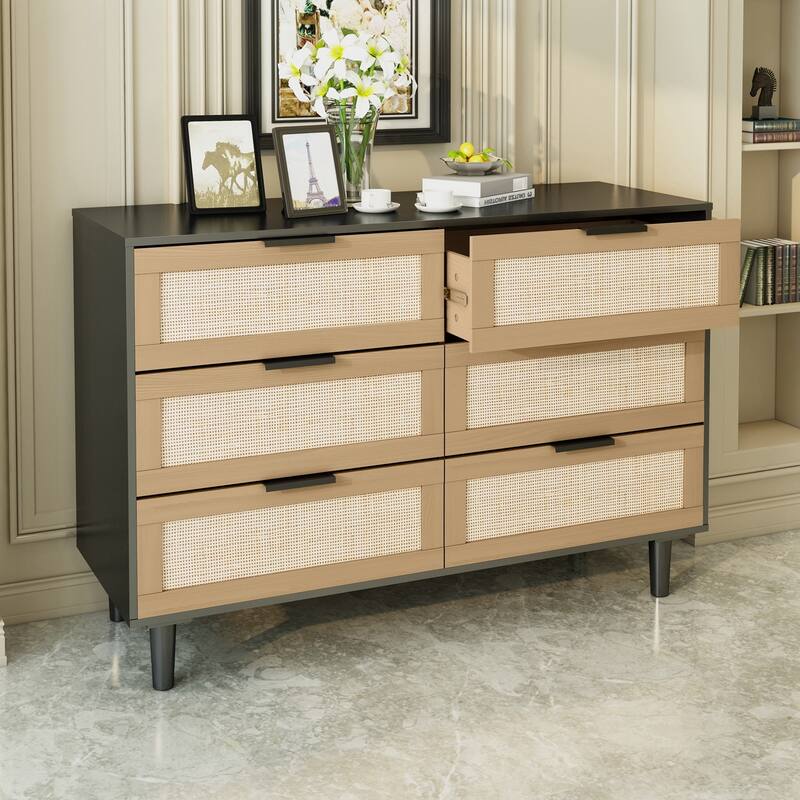 6 drawers Rattan dresser Rattan Drawer