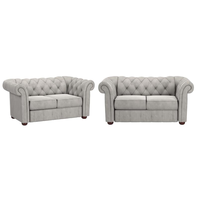 Gdansk Chesterfield Loveseat - Grey Velvet Loveseat