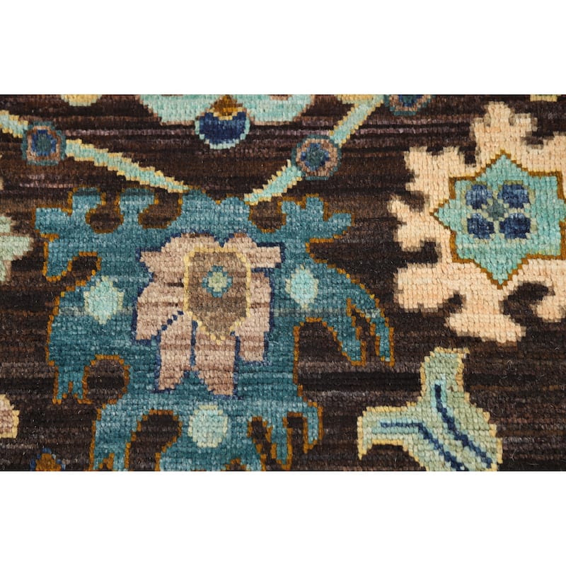 Hand Knotted Oriental 100% Wool Carpet Transitional All-Over Brown Oushak Area Rug - 10' 0'' X 8' 1''