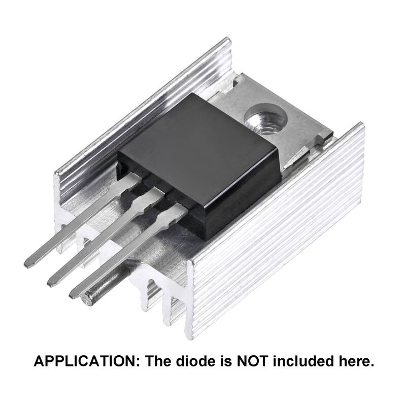 21x15x10mm TO-220 Aluminum Heatsink for MOSFET Transistor Diode with a Pin 10pcs - Silver Tone