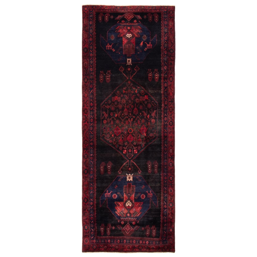 ECARPETGALLERY Hand-knotted Konya Anatolian Black Wool Rug - 4'2 x 11'2