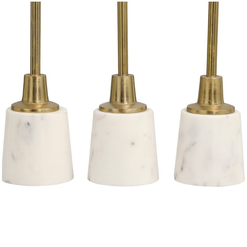 Gold Aluminum Slim Candle Holder with White Marble Base (Set of 3)