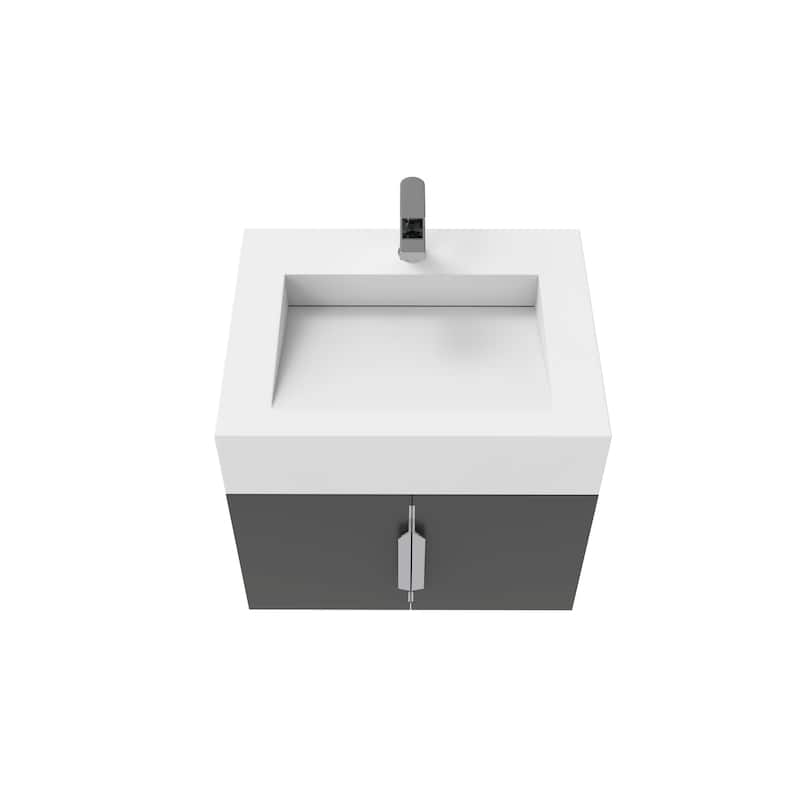 Nile 24-Inch Wall Mounted Bathroom Vanity Set w/ White Top