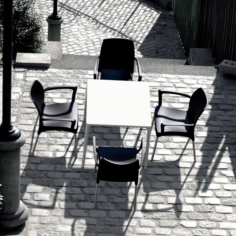 28" White Patio Square Stackable Dining Table