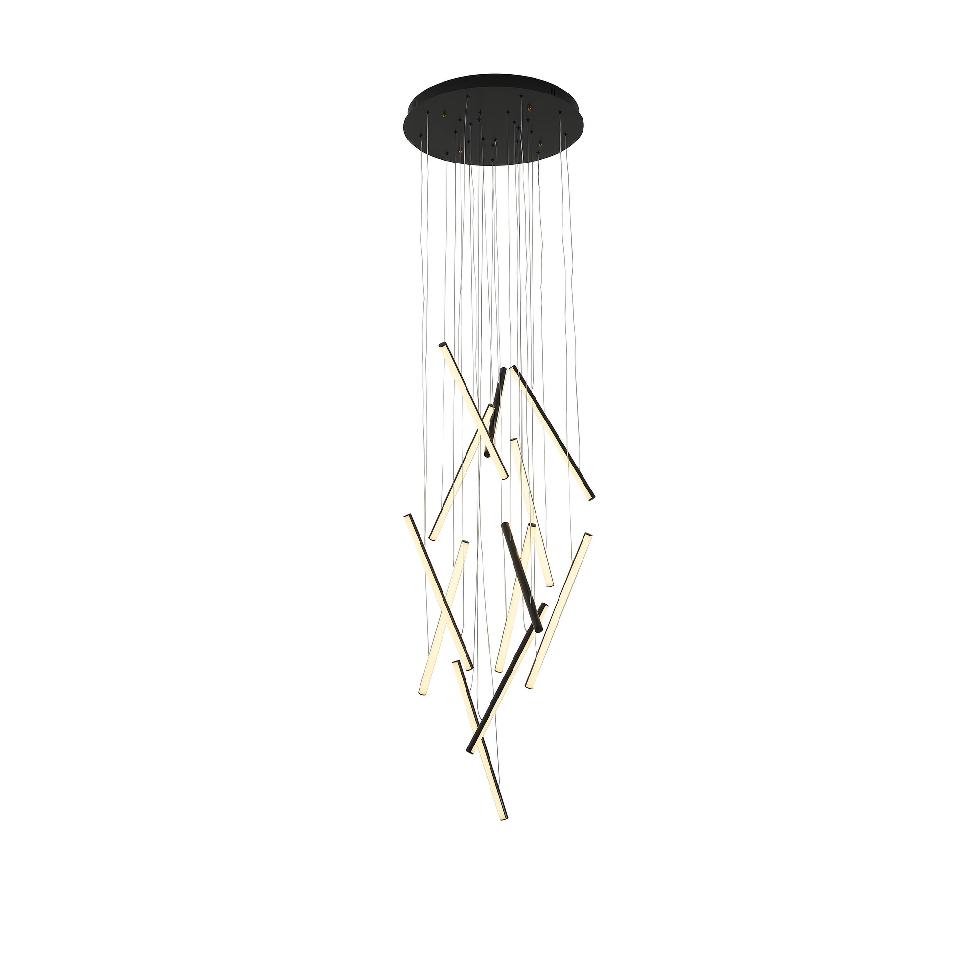 Transitional 12-Light Satin Black Metal LED Chandelier With White Acrylic Diffusers - N/A