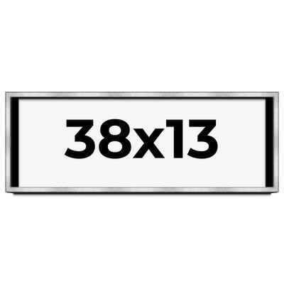 38x13 Shadow Box Frame Silver | 1.375 Inches Deep Real Wood